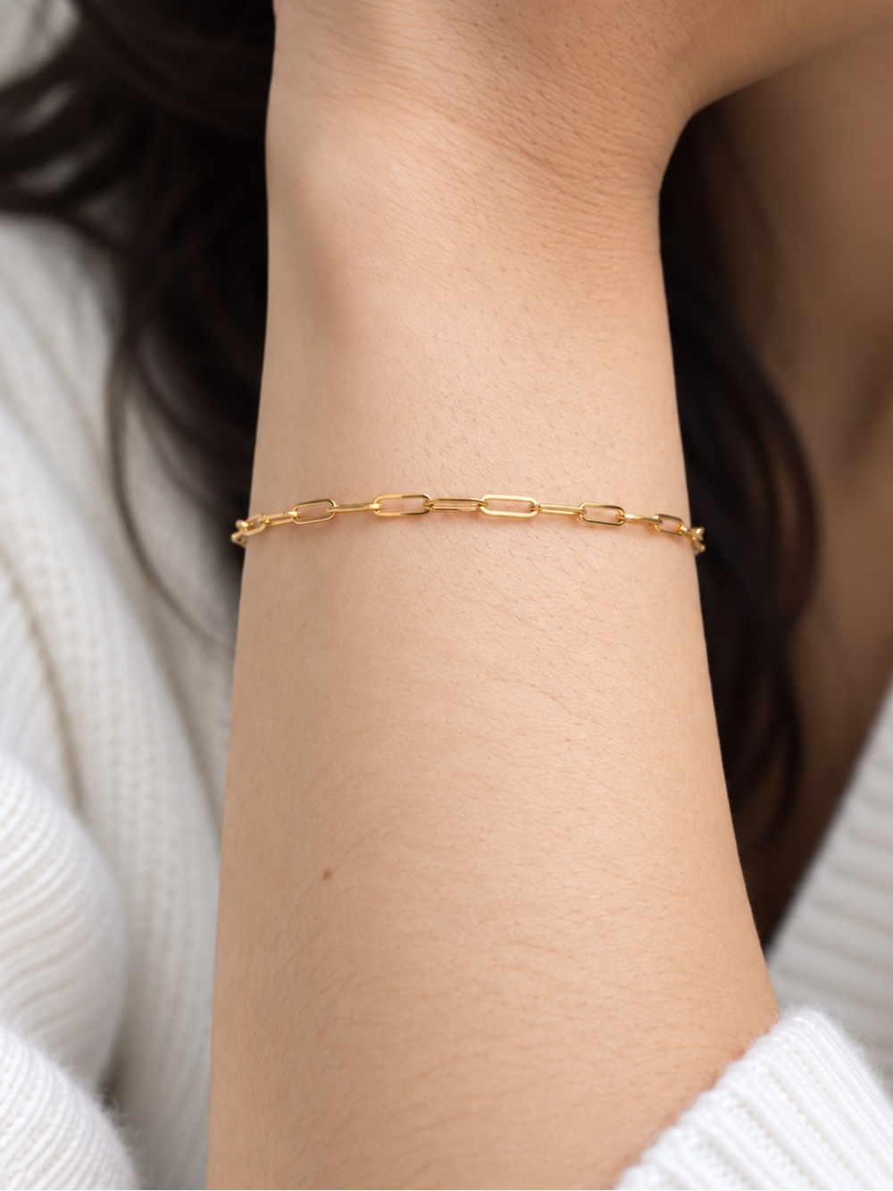 18K Gold PVD Dainty Paperclip Chain Bracelet